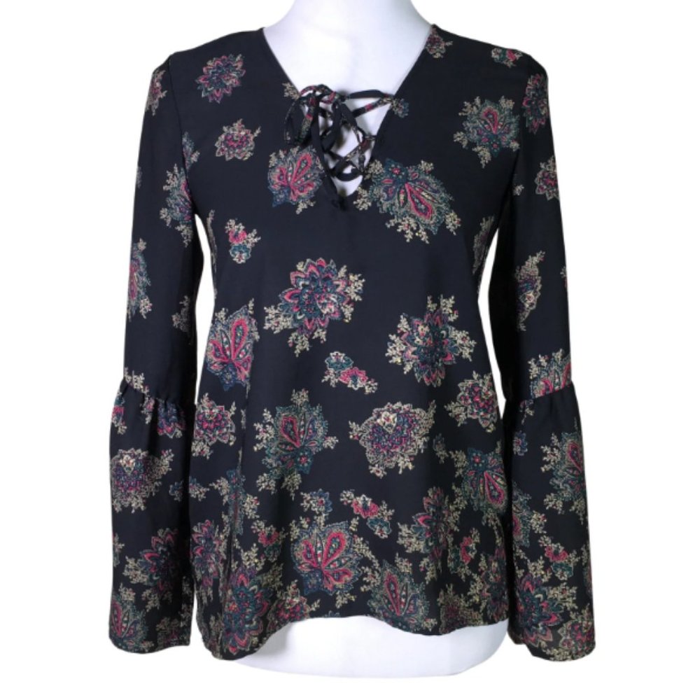 Abercrombie & Fitch Long Sleeve Tie Blouse